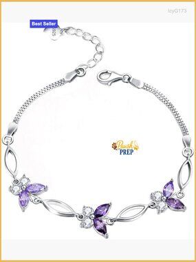 Adjustable Sterling Silver Butterfly Charm Bracelet, Gift for Women